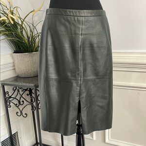 Banana Republic Forest Green Lambskin Leather Pencil Skirt 4